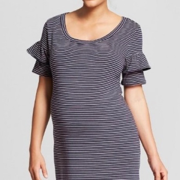 Isabel Maternity from Ingrid & Isabel Knit Ruffle Sleeve T-Shirt Dress - Picture 3 of 5